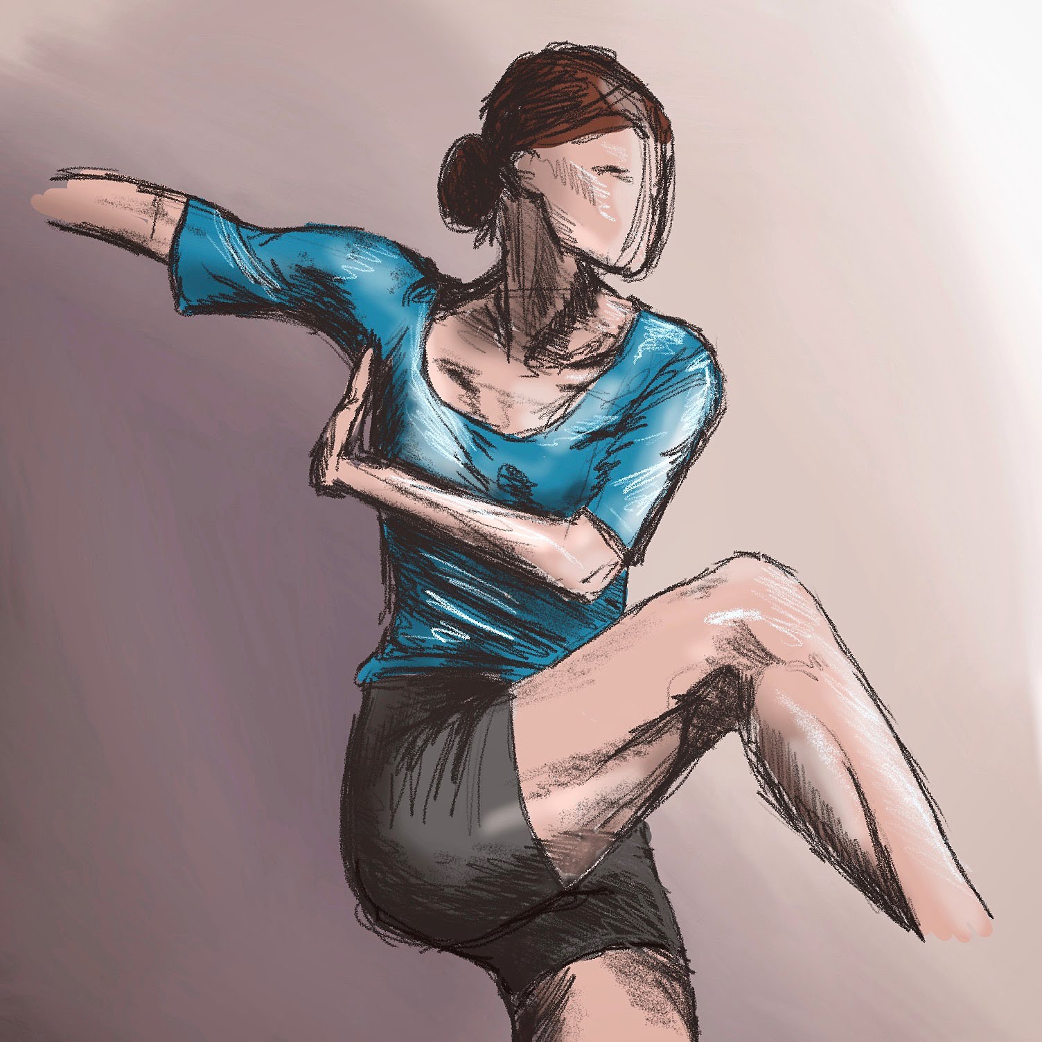 Soft drawing of a tree in a park