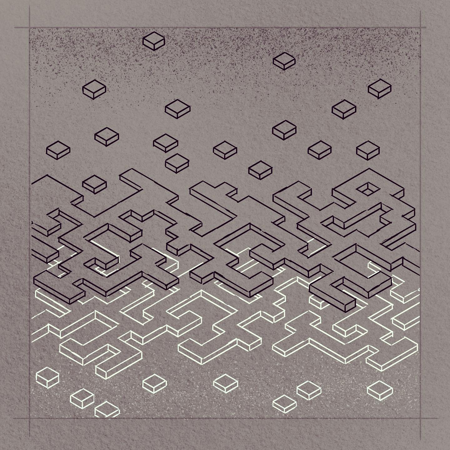 isometric grid line art drawing